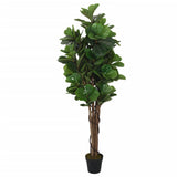 Artificial Fiddle Leaf Fig Tree 134 Leaves 120 cm Green 359012