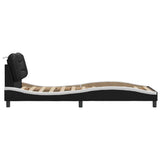Bed Frame without Mattress "Hvar" Black and White 90x190 cm Single Faux Leather 3208049