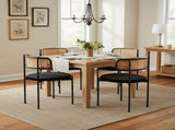 Velvet dining chair, set of 4, modern, simple chair with four metal support legs, rattan N606P389324S