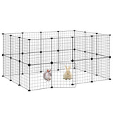 28-Panel Pet Cage with Door Black 35x35 cm Steel 3114038