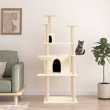 Cat Tree with Sisal Scratching Posts Cream 166 cm 171723
