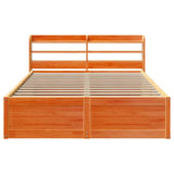 Bed Frame with Headboard Wax Brown 150x200 cm King Size Solid Wood Pine 3307082