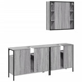 3 Piece Bathroom Cabinet Set Grey Sonoma Engineered Wood 3214728