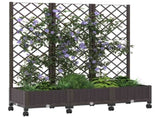 Garden Planter with Trellis&Wheels Brown 120 x 40 x 131.5 cm PP 3423051