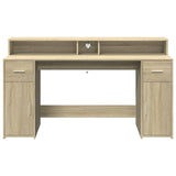 Desk with LED Lights Sonoma Oak 160x55x91 cm Engineered Wood 3309431