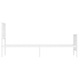 Metal Bed Frame without Mattress with Footboard White 75x190cm 374494