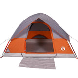 Camping Tent Dome 4-Person Grey and Orange Waterproof 94701