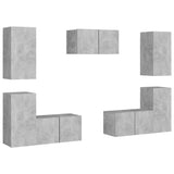 7 Piece TV Cabinet Set Concrete Grey Engineered Wood 3079091