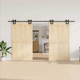 Sliding Door Hardware Kit 366 cm Steel Black 3295789