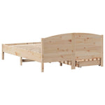 ZNTS Bed Frame without Mattress 135x190 cm Double Solid Wood Pine 3301836