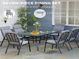 Seven-Piece Garden Dining Set with Cushions - Grey T3398P315980