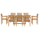 Garden Dining Set 9 pcs Brown Solid Teak Wood 3375779