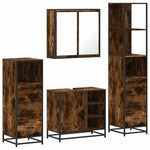 ZNTS 4 Piece Bathroom Furniture Set Smoked Oak Engineered Wood 3301267