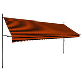 Manual Retractable Awning with LED 400 cm Orange and Brown 145882