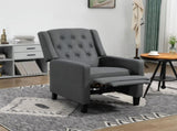Wingback Recliner Chair for Home Theater, Button Tufted Microfibre Cloth Reclining Armchair with Leg T3398P341452