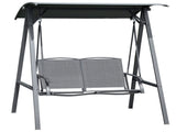 2 Seater Garden Swing Chair, Outdoor Canopy Swing Bench with Adjustable Shade and Metal Frame, Dark T3398P315861