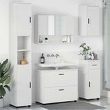 Bathroom Furniture Set 5 pcs White Engineered Wood and Metal 3393073