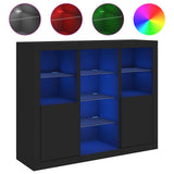 Sideboards with LED Lights 3 pcs Black Engineered Wood 3209122