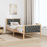 Bed Frame with Headboard Dark Grey 90 x 200 cm Solid Pine Wood 878425