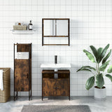 3 Piece Bathroom Furniture Set Smoked Oak Engineered Wood 3214697