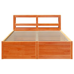 ZNTS Bed Frame with Headboard Wax Brown 150x200 cm King Size Solid Wood Pine 3306341