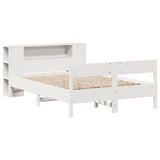 Bookcase Bed without Mattress White 140x190cm Solid Wood Pine 3322955