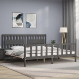 Bed Frame without Mattress Grey 200x200 cm Solid Wood Pine 3192448