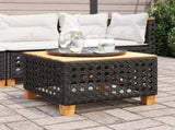 Garden Table Black 55x55x36 cm Poly Rattan Acacia Wood 365929