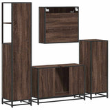 ZNTS 4 Piece Bathroom Furniture Set Brown Oak Engineered Wood 3301254