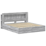 Bed Frame with Storage and Headboard Grey Sonoma 200 x 200 cm 3434072
