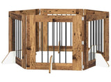 Dog Gate with Stands 6 pcs Old Wood 60 x 80 cm Engineered Wood 892107