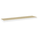 Floating Wall Shelves 2 pcs Oak and White 120x23.5x3.8 cm MDF 326586