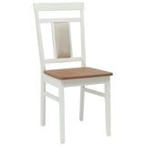 Dining Chair 2 pcs White and Natural Solid Rubber Wood 42020506