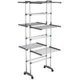 3-Tier Laundry Drying Rack with Wheels Silver 60x70x129 cm 344376