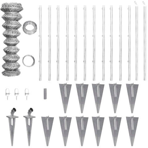 Chain Link Fence with Posts Spike Galvanised Steel 25x1.5 m 141509
