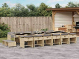 17 Piece Garden Dining Set with Cushions Mix Beige Poly Rattan 3211188