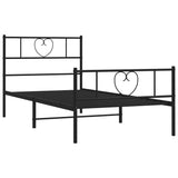 Metal Bed Frame without Mattress with Footboard Black 90x190cm 355473