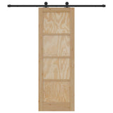 Sliding Door Natural and Black 73.5 x 211 cm Solid Pine Wood 3445459