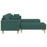 Fabric Sofa with Cushion 3 pcs Dark Green 208 cm Fabric 3335166