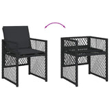17 Piece Garden Dining Set with Cushions Black Poly Rattan 3210823