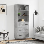 Highboard Concrete Grey 69.5x34x180 cm Engineered Wood 3189377