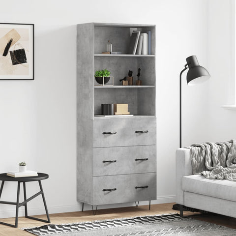 Highboard Concrete Grey 69.5x34x180 cm Engineered Wood 3189377