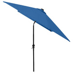 ZNTS Garden Parasol with LEDs and Steel Pole Azure Blue 2x3 m 313793