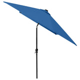 ZNTS Garden Parasol with LEDs and Steel Pole Azure Blue 2x3 m 313793