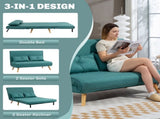 Two-Seater Linen-Look Sofa Bed - Green T3398P377859