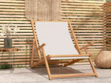 Beach Chair Cream Solid teak wood, polyester fabric Standard 317696