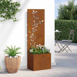 Garden Privacy Screen Floral Rusty 50 x 140 cm Weathering steel 876482