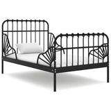 Extendable Bed Frame Black Powder-coated metal Single Extendable 324740