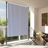 Outdoor Roller Blind Blue and White 150x270 cm Fabric&Steel 368766