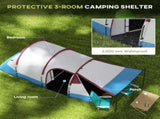 Camping Tent, Large Tunnel Tent with Bedroom and Living Area, 2000mm Waterproof, Portable with Bag T3398P349051
